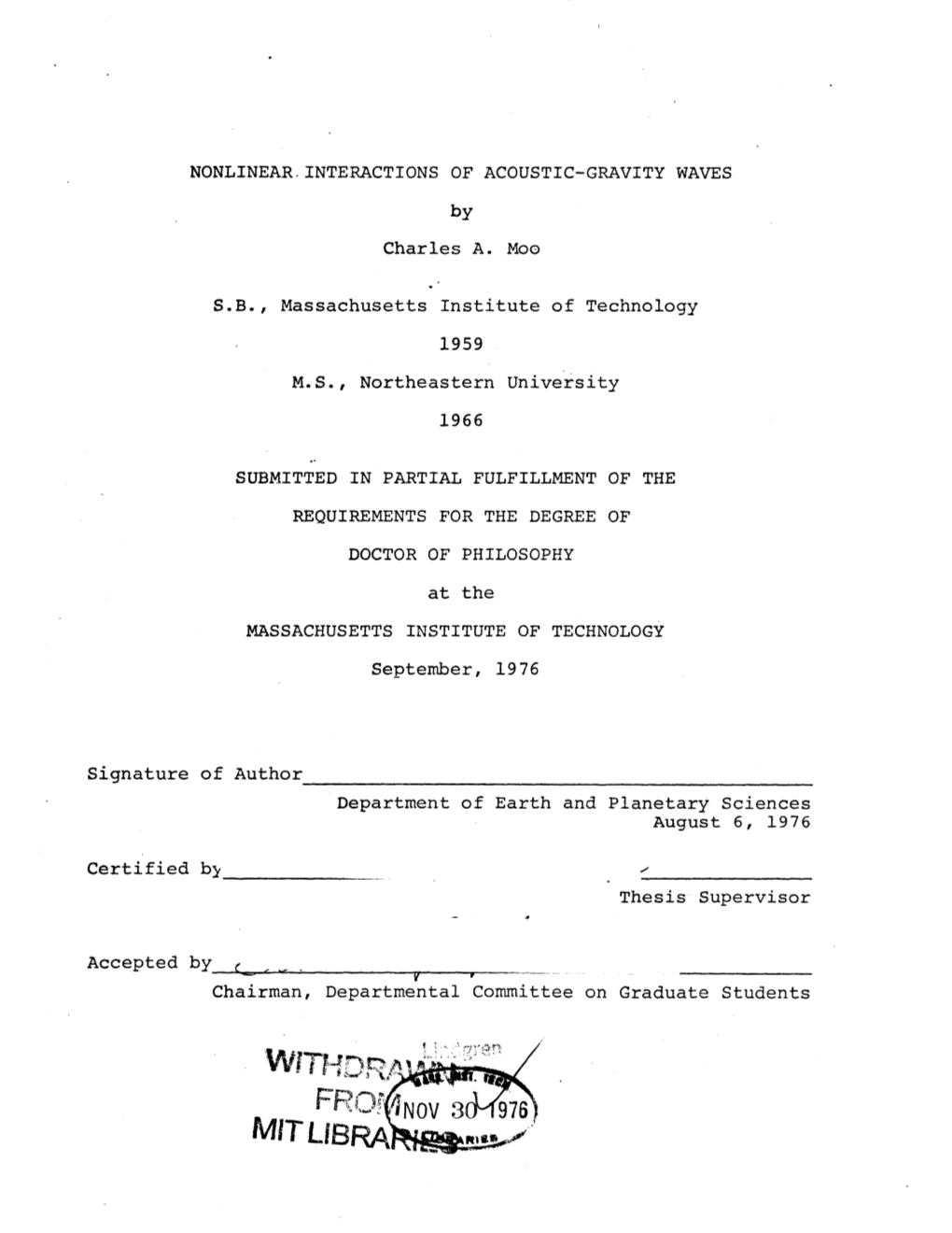 FRNNOV3 976 MIT Libra NONLINEAR INTERACTIONS of ACOUSTIC-GRAVITY WAVES