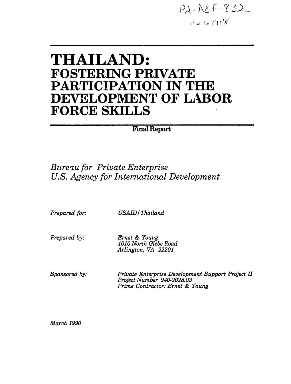 Thailand: Fostering Private Participation in the Development of Labor Force Skills