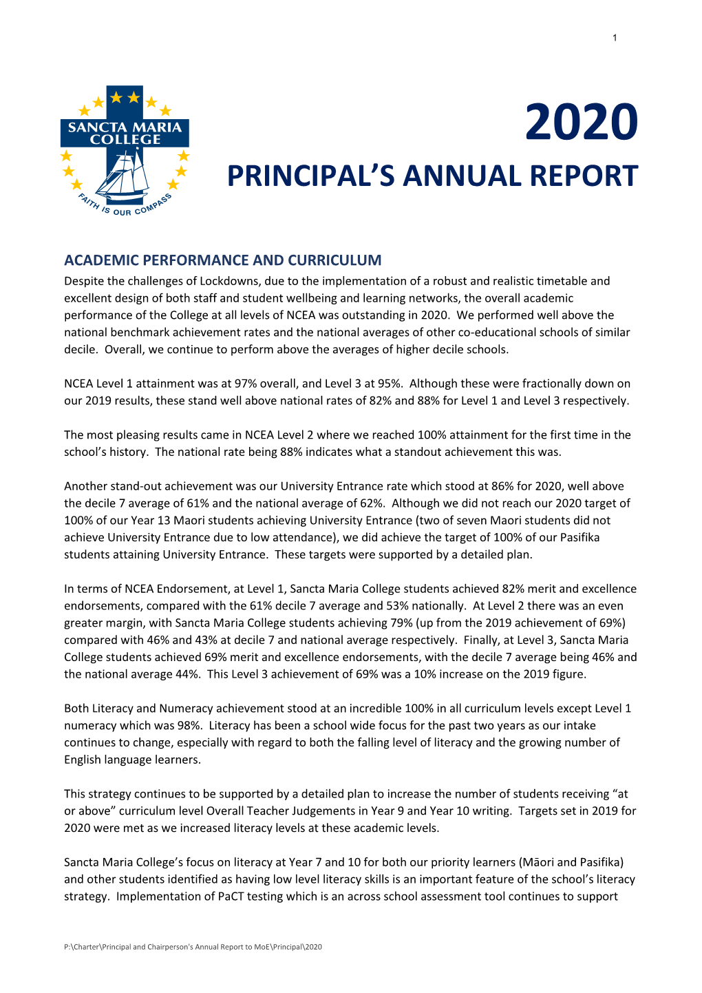 Principal's Annual Report