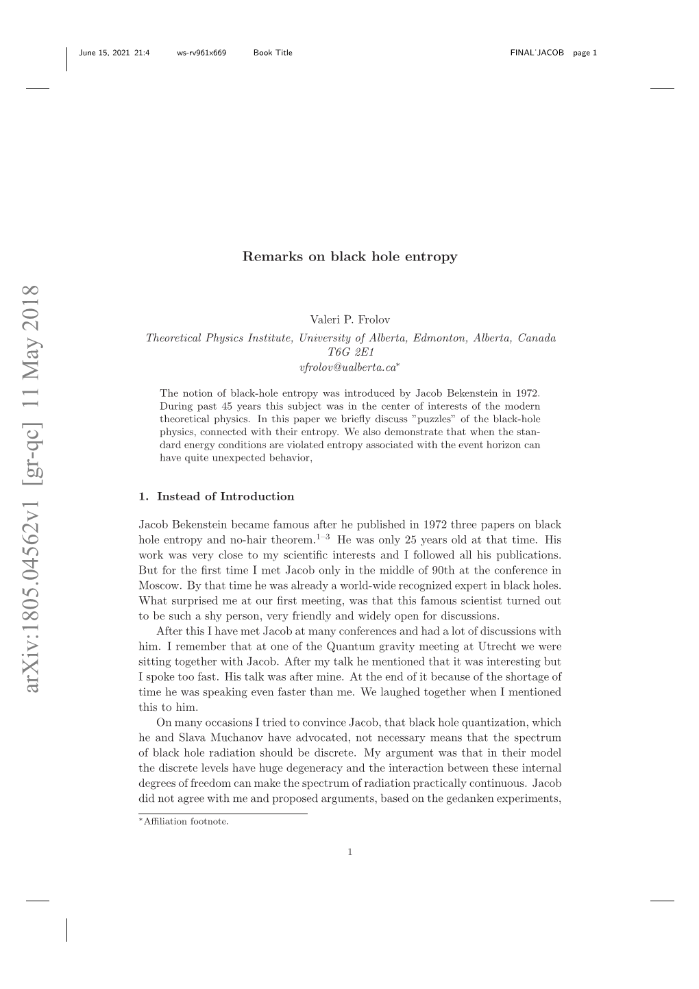 Remarks on Black Hole Entropy 3