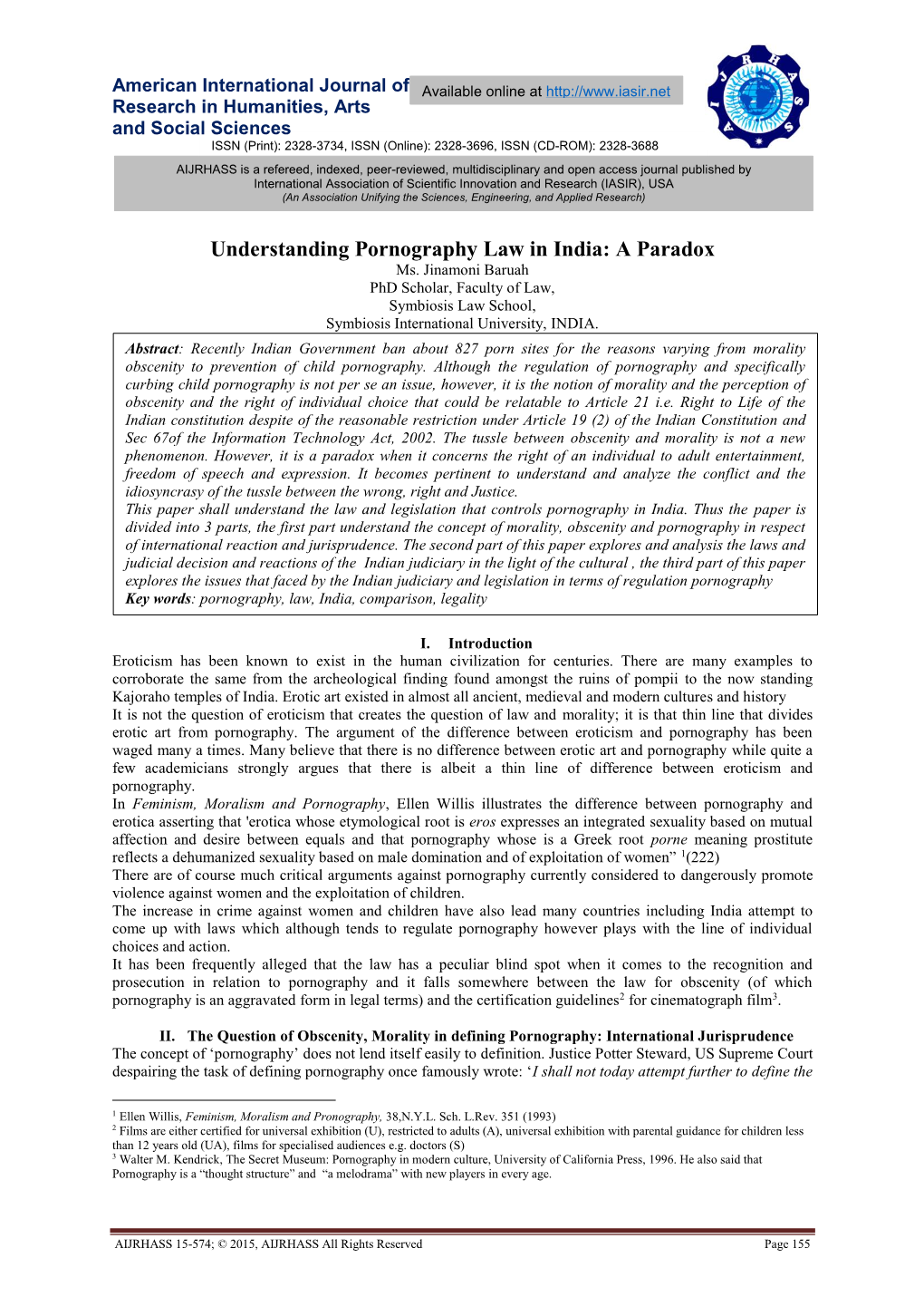 Understanding Pornography Law in India: a Paradox Ms