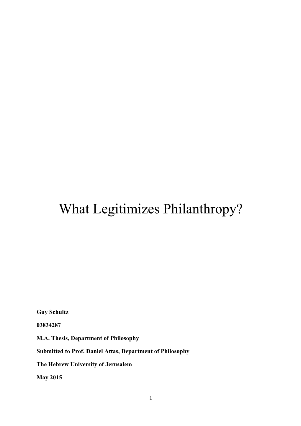 What Legitimizes Philanthropy?