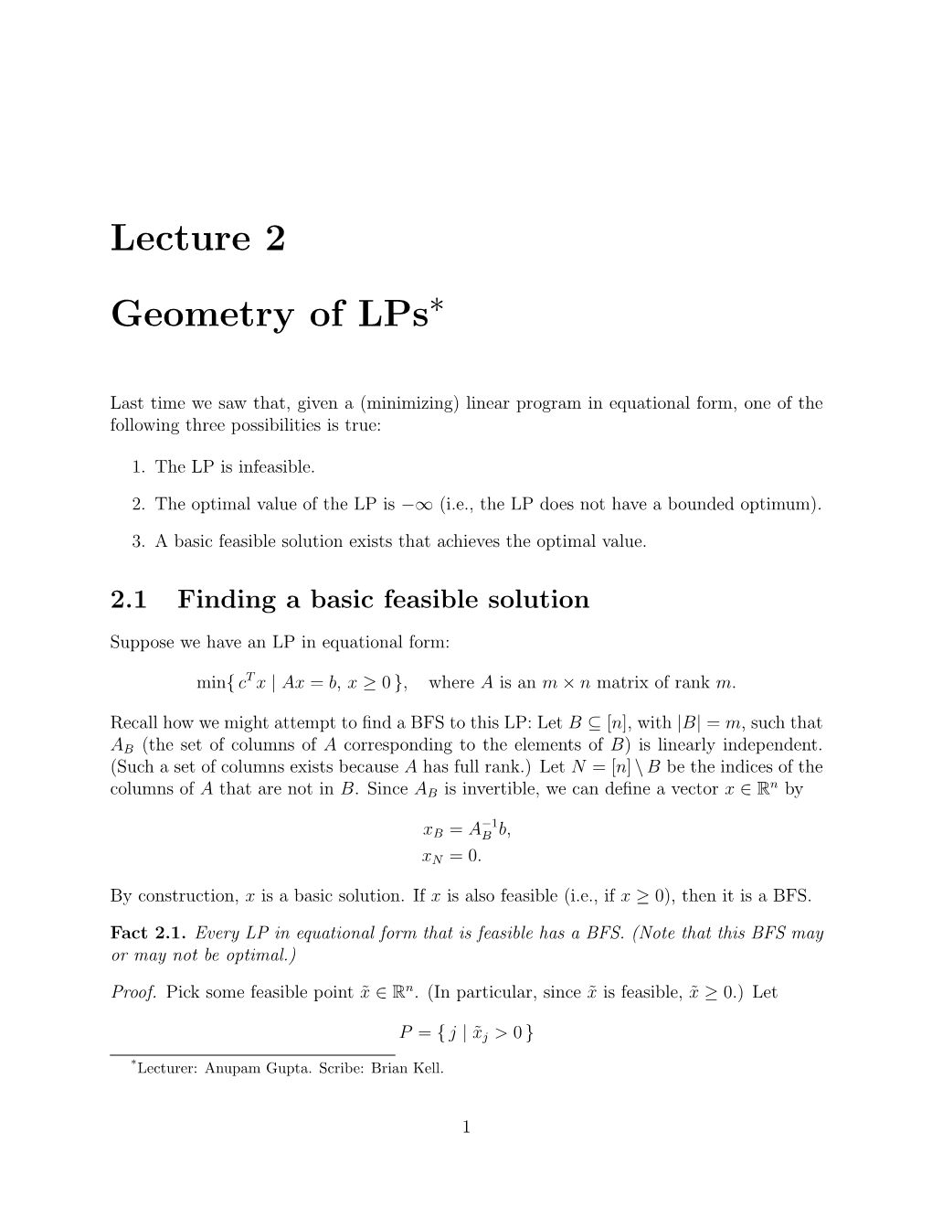 Lecture 2 Geometry Of