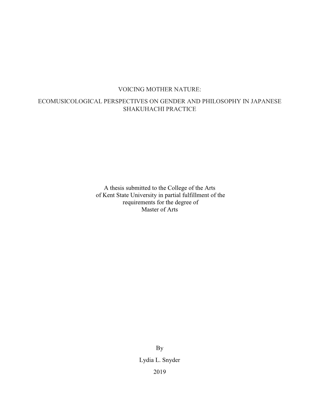 Voicing Mother Nature: Ecomusicological Perspectives on Gender and Philosophy in Japanese Shakuhachi Practice