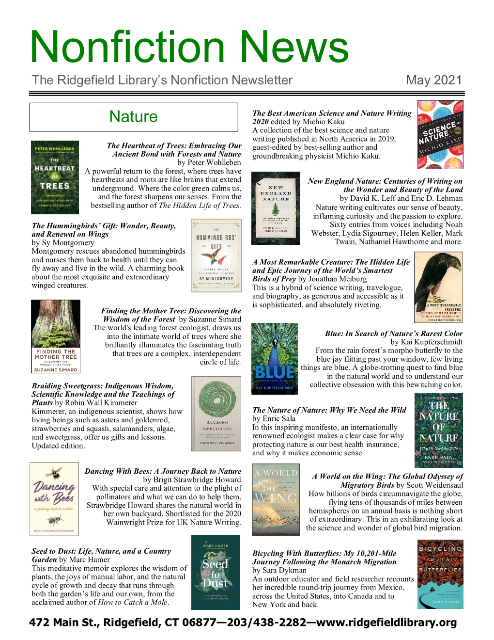 Nonfiction News the Ridgefield Library’S Nonfiction Newsletter May 2021