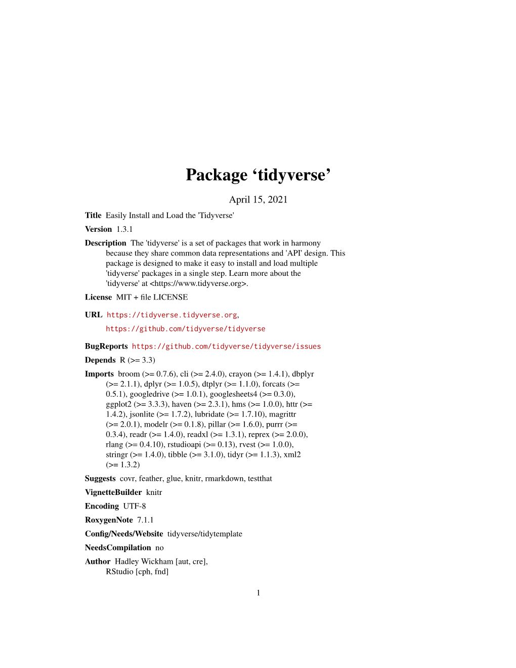 Package 'Tidyverse'