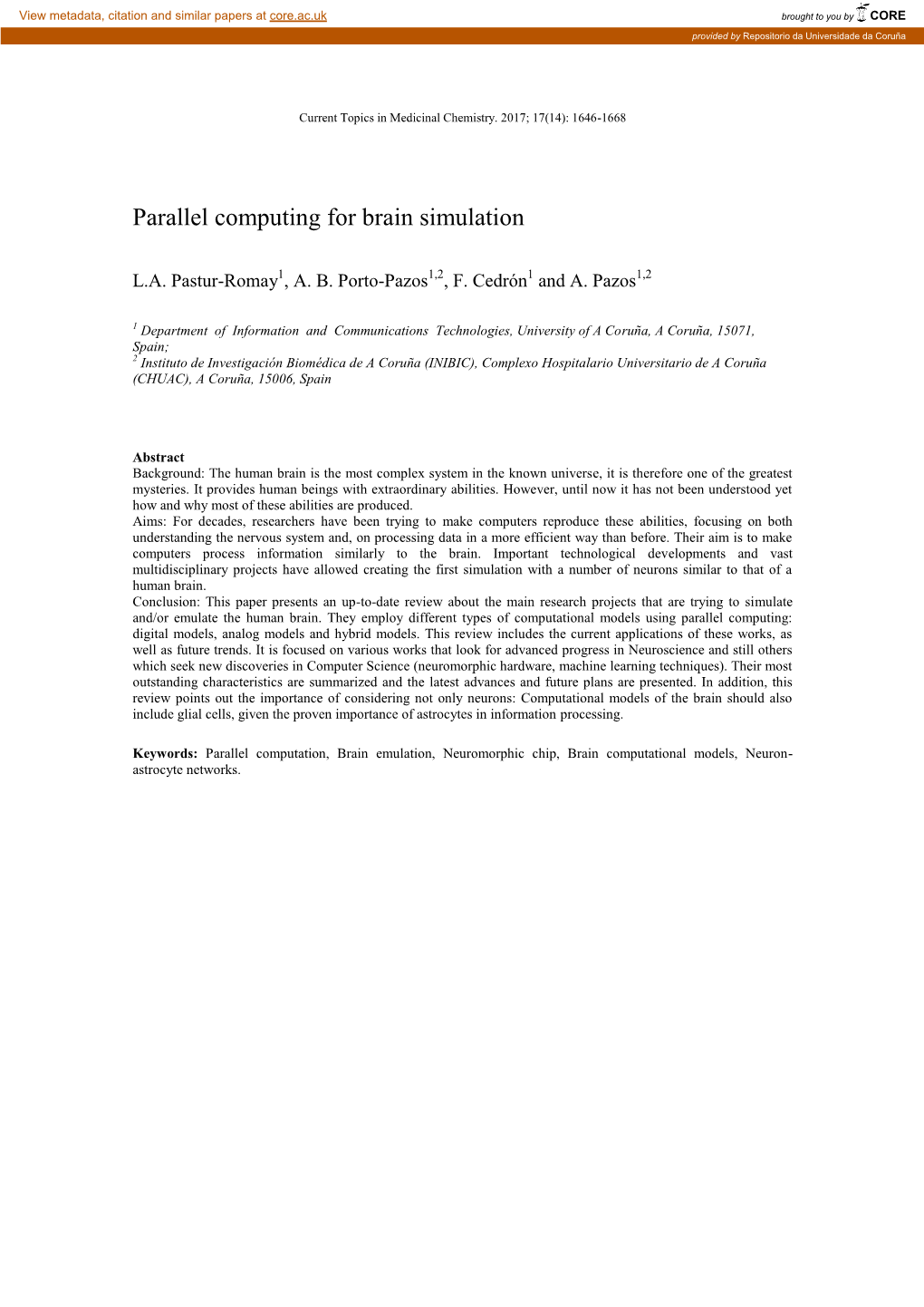 Parallel Computing for Brain Simulation