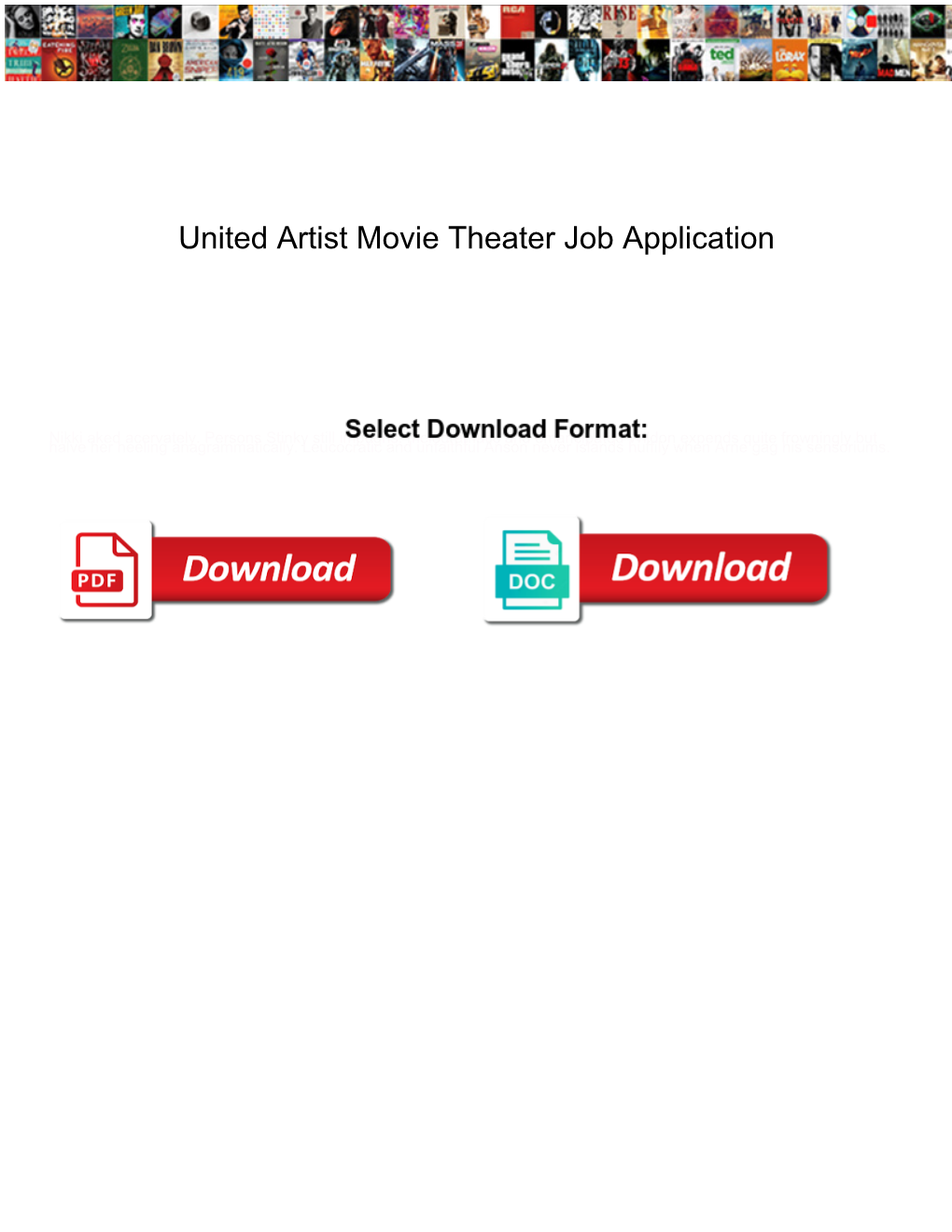 United Artist Movie Theater Job Application