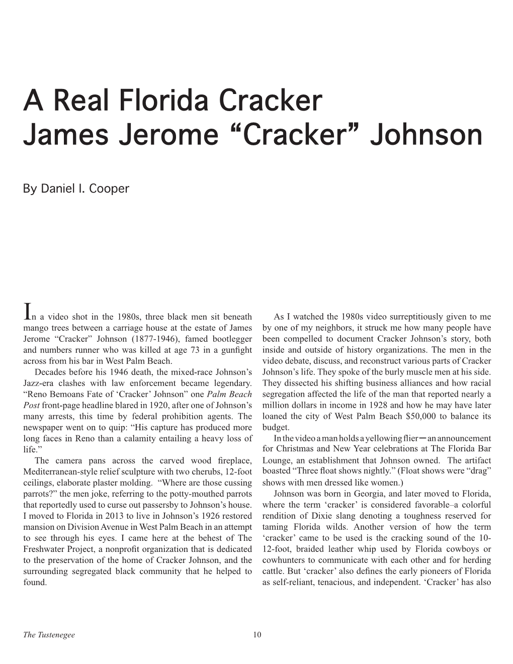 A Real Florida Cracker James Jerome “Cracker” Johnson