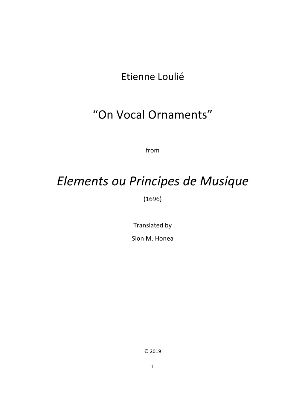Loulié on Vocal Ornaments