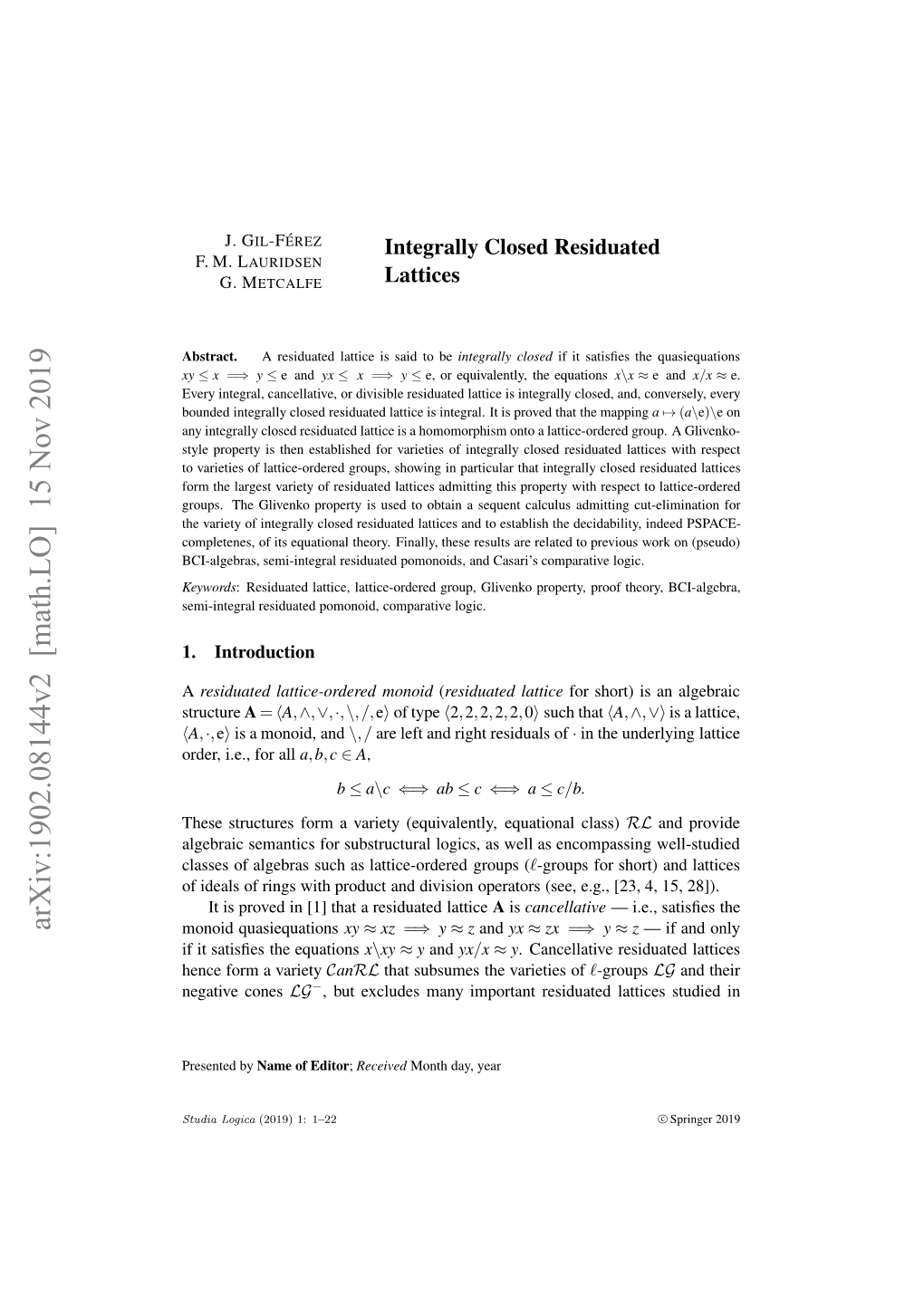 Integrally Closed Residuated Lattices by Icrl