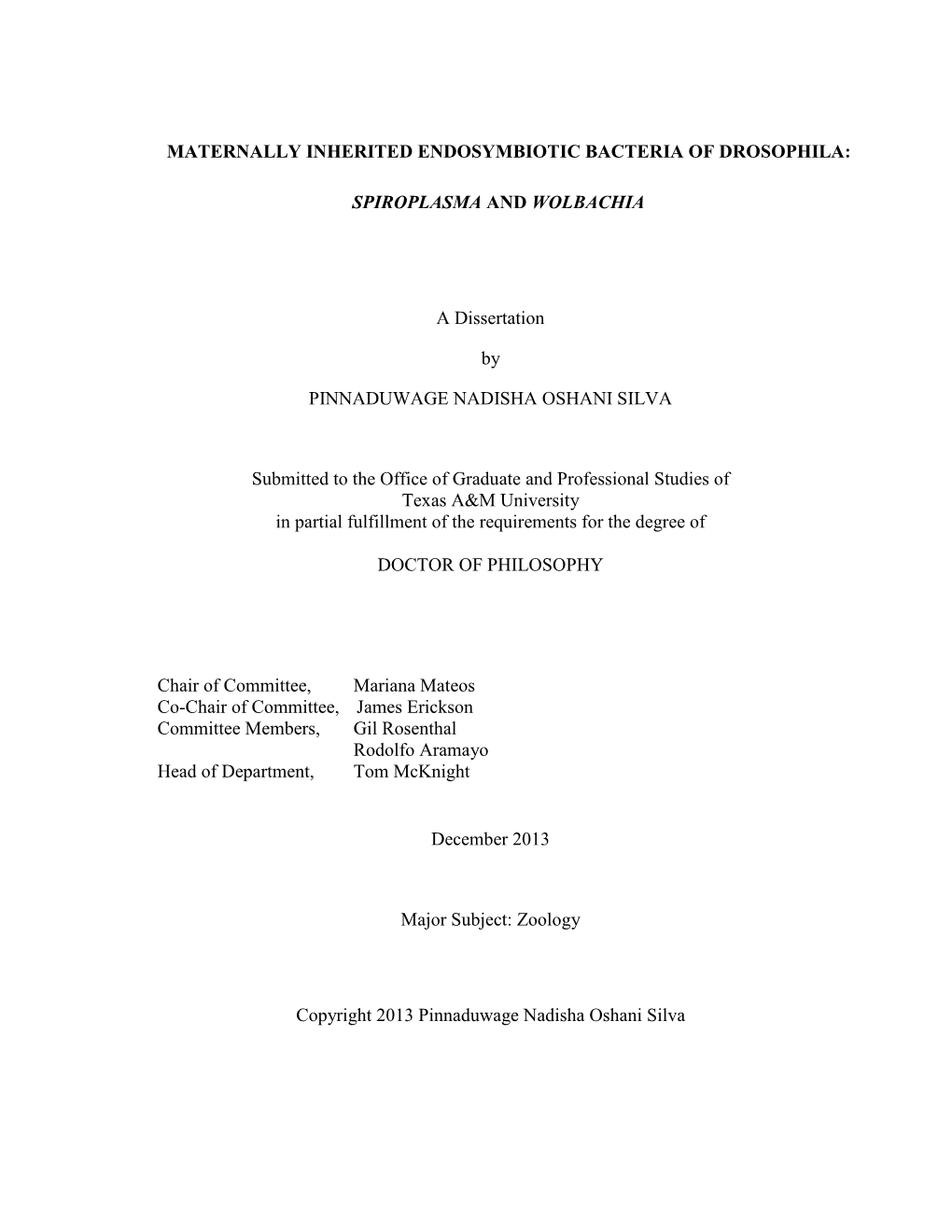 Maternally Inherited Endosymbiotic Bacteria of Drosophila