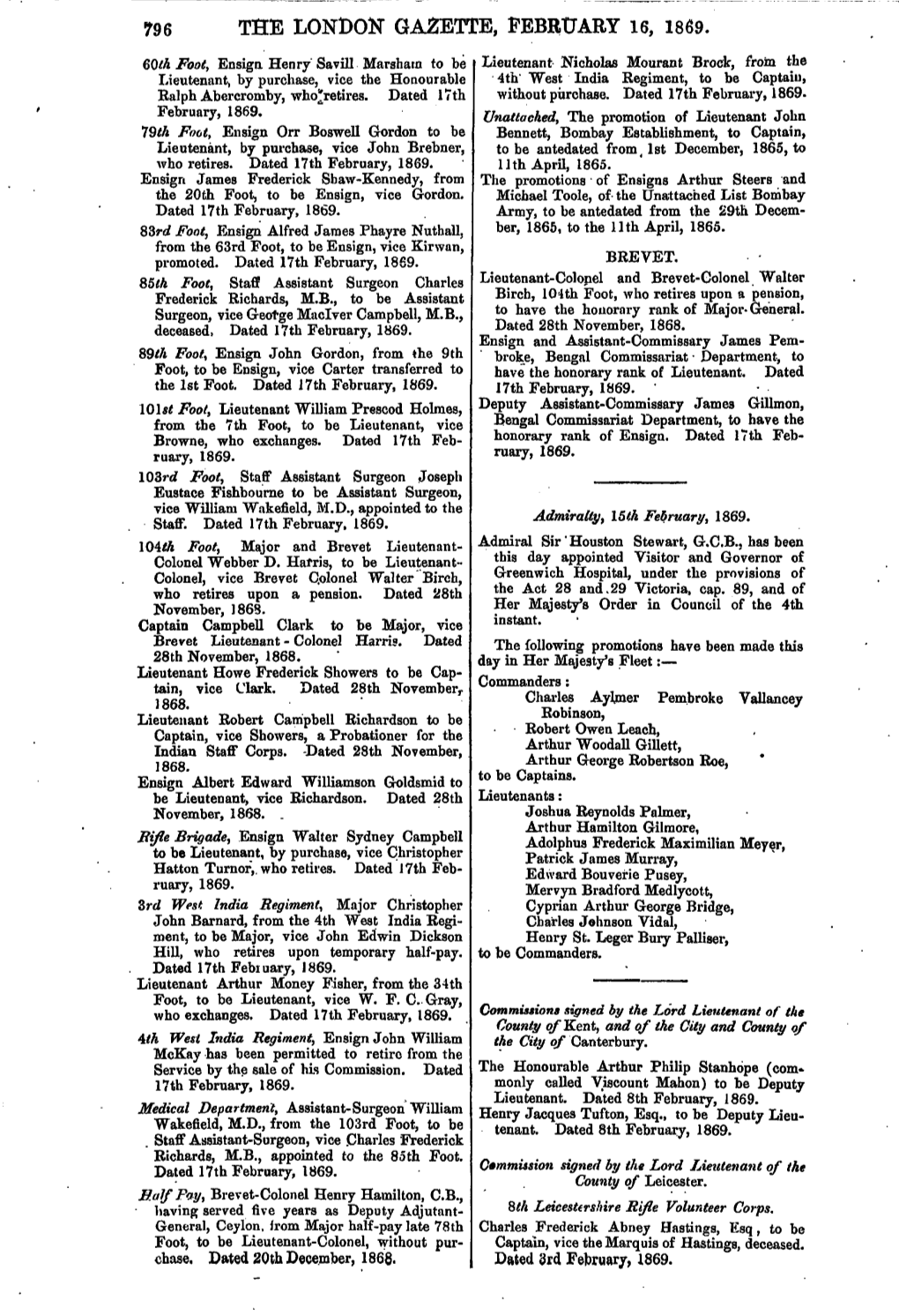 The London Gazette, February 16, 1869