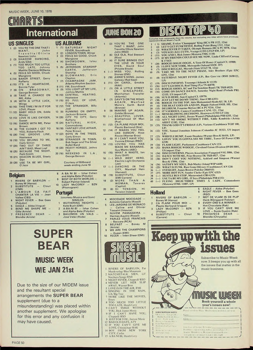 MUSIC WEEK, JUNE 10, 1978 Urs S Niimirc International US SINGLES 1