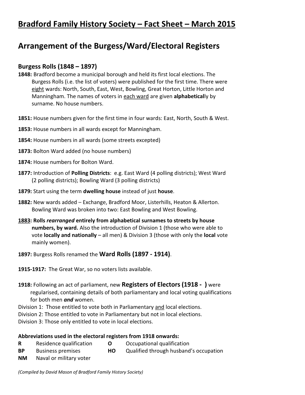 Arrangement of the Registers
