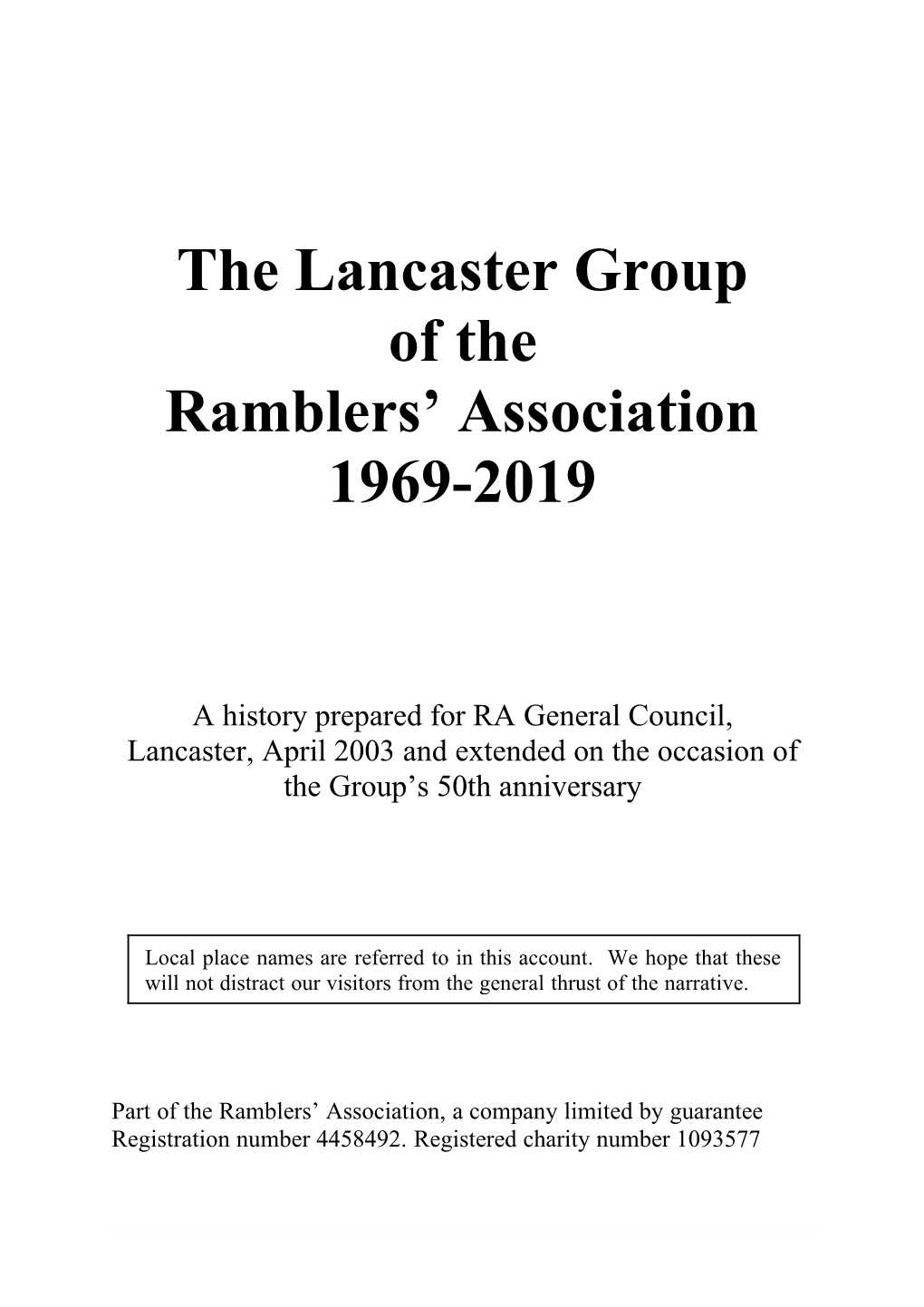 The Lancaster Group of the Ramblers' Association 1969-2019