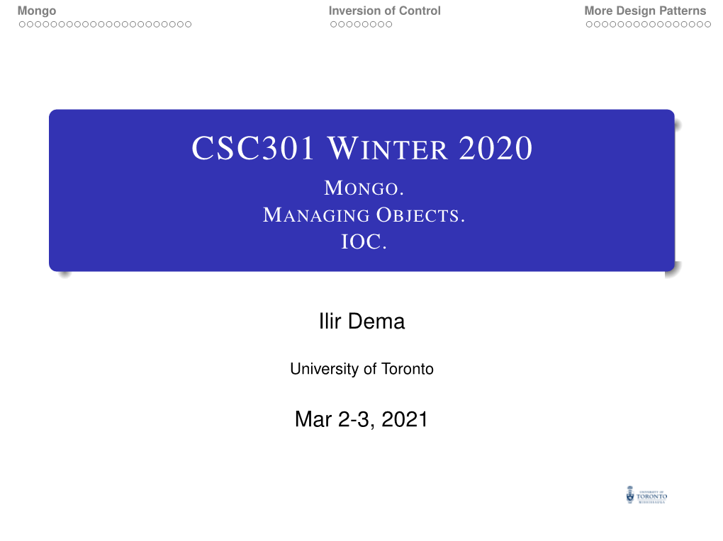 Csc301 Winter 2020 Mongo