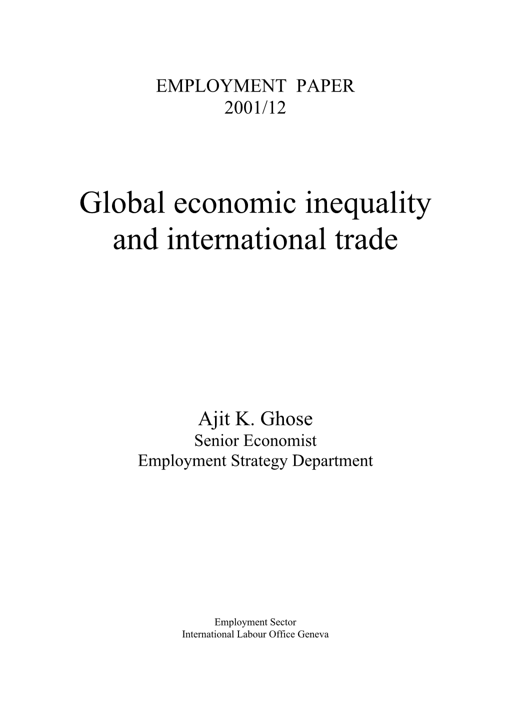 Global Economic Inequality and International Trade