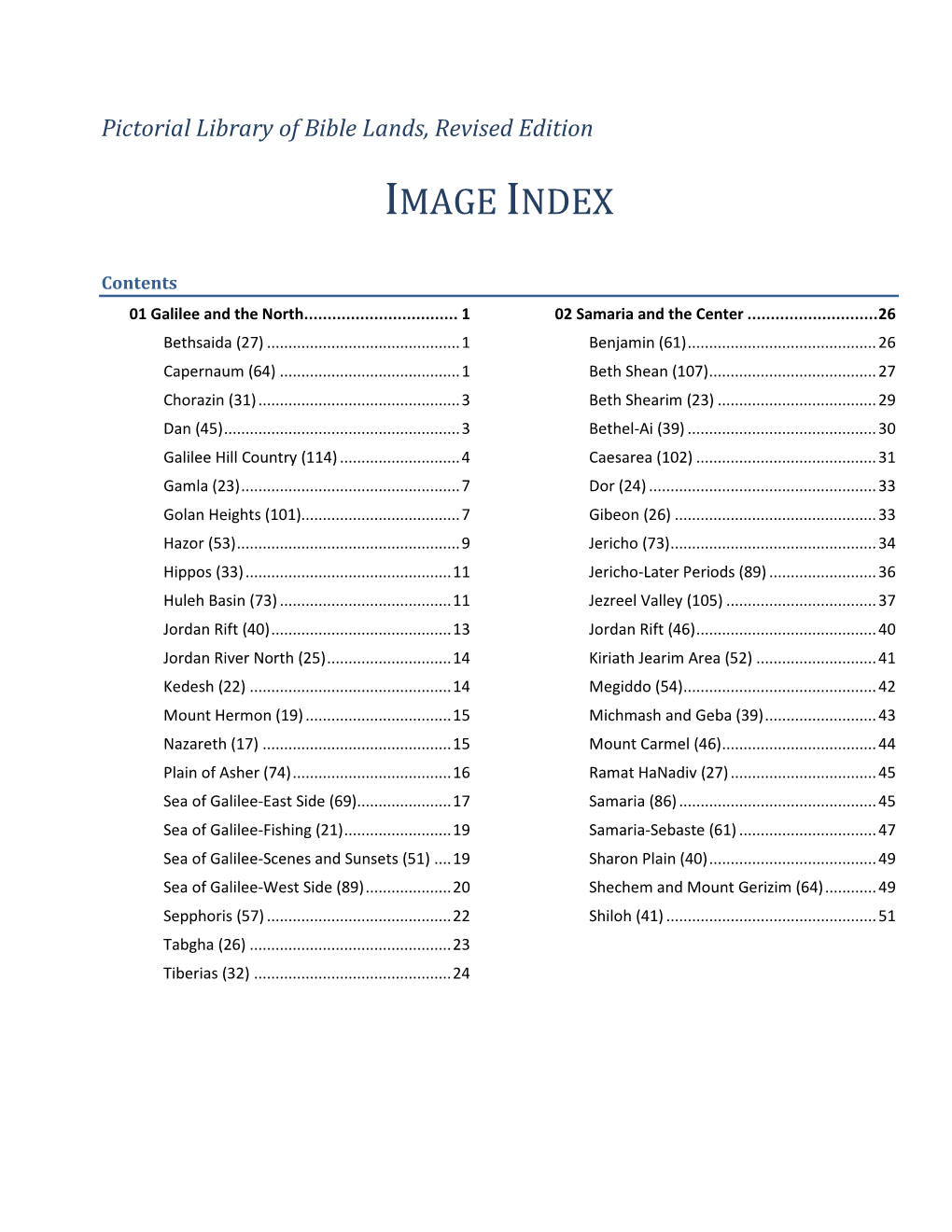 Image Index, Pictorial Library of Bible Lands