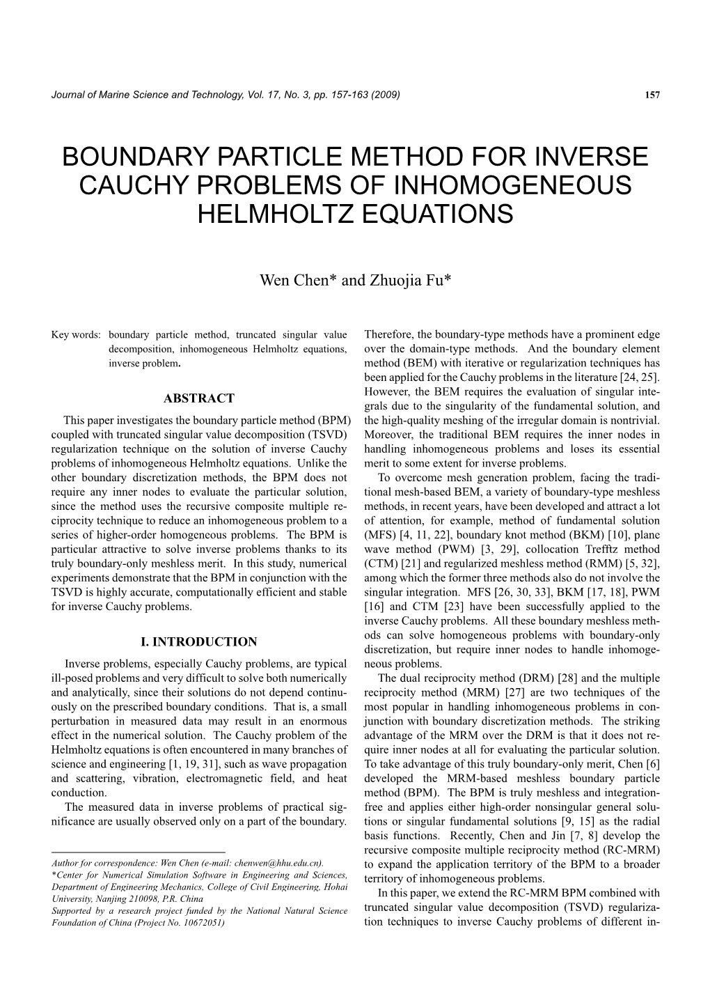 Boundary Particle Method for Inverse Cauchy Problems of Inhomogeneous Helmholtz Equations