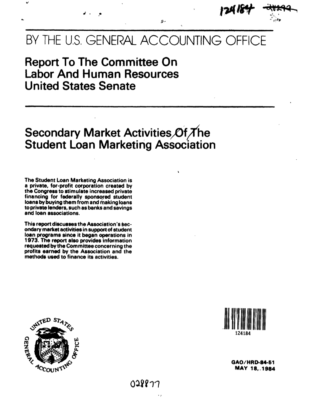HRD-84-51 Secondary Market Activities of the Student Loan