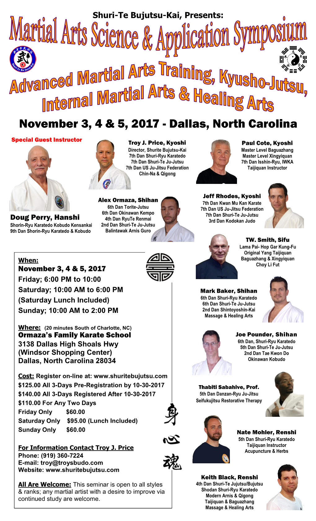 Advanced & Internal Arts Seminar Dallas, NC November 2017