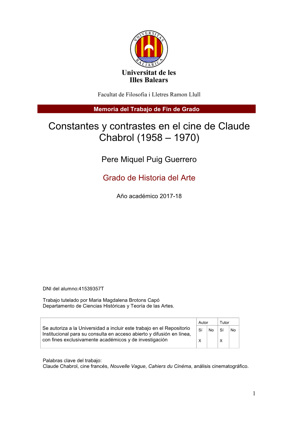 Constantes Y Contrastes En El Cine De Claude Chabrol (1958 – 1970)