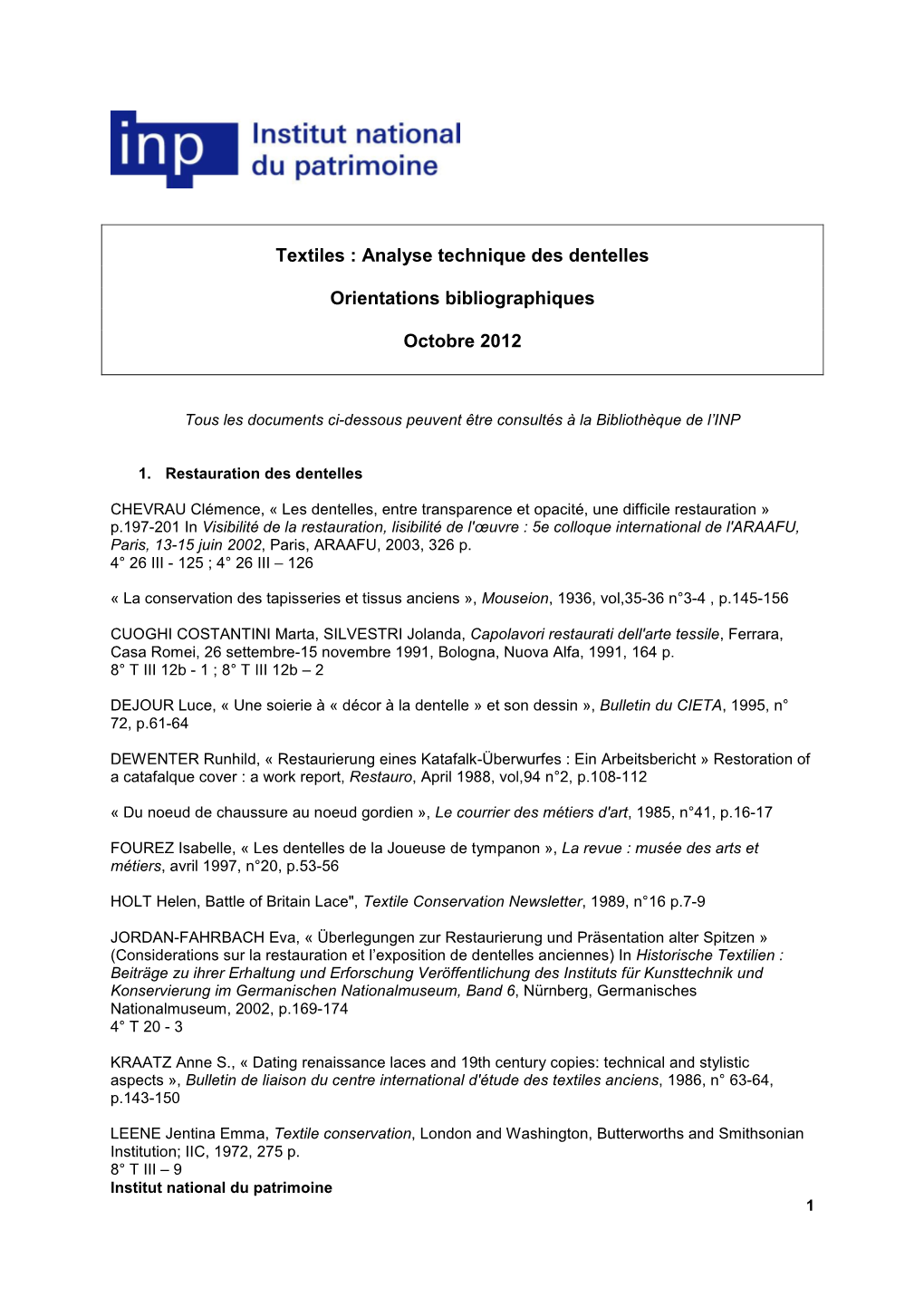 Textiles : Analyse Technique Des Dentelles