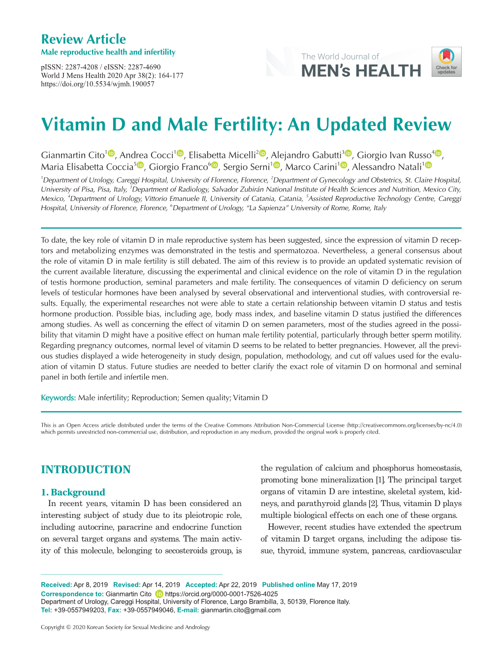 Vitamin D and Male Fertility: an Updated Review