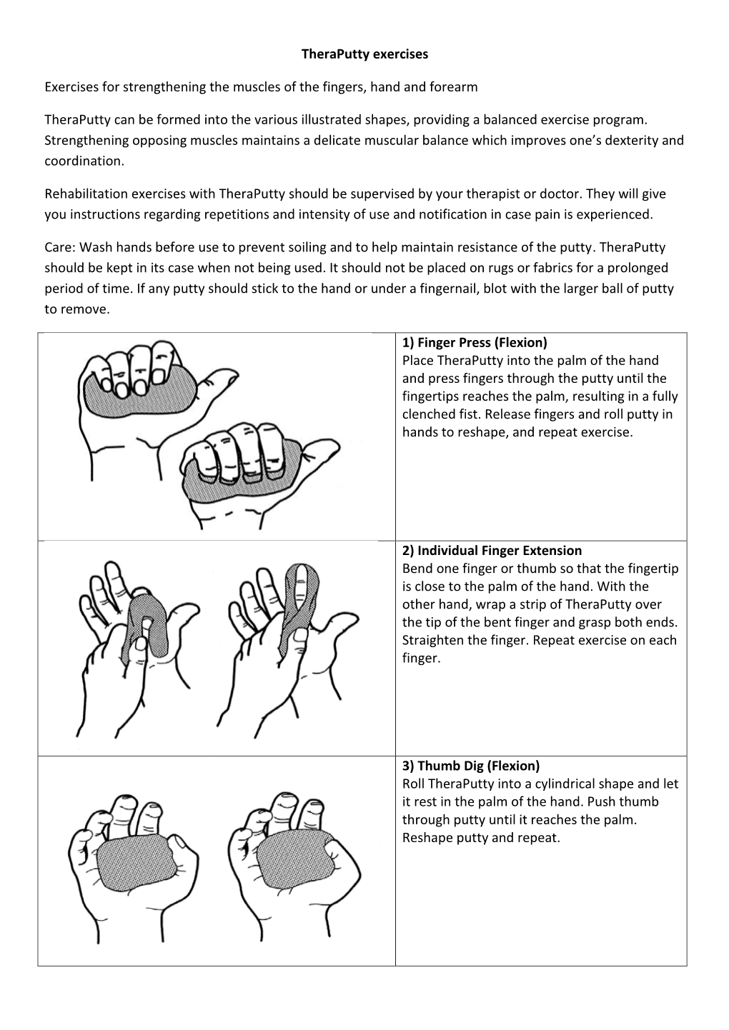 Theraputty Exercises