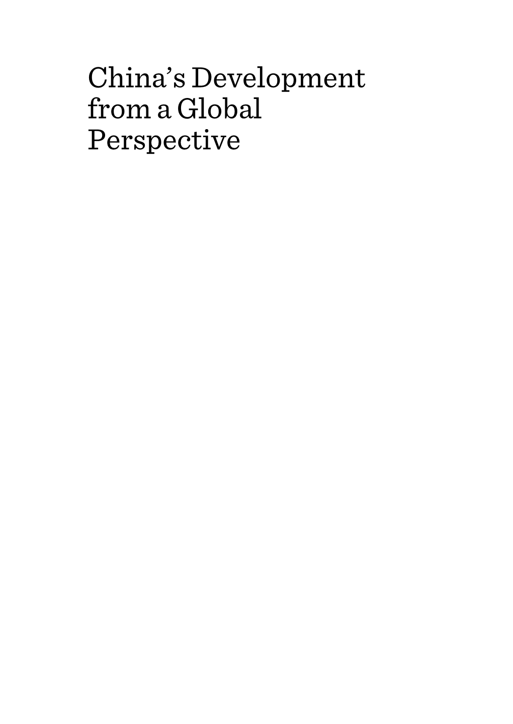 China's Development from a Global Perspective