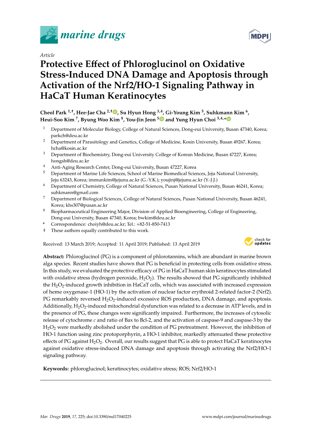Protective Effect of Phloroglucinol on Oxidative Stress-Induced DNA