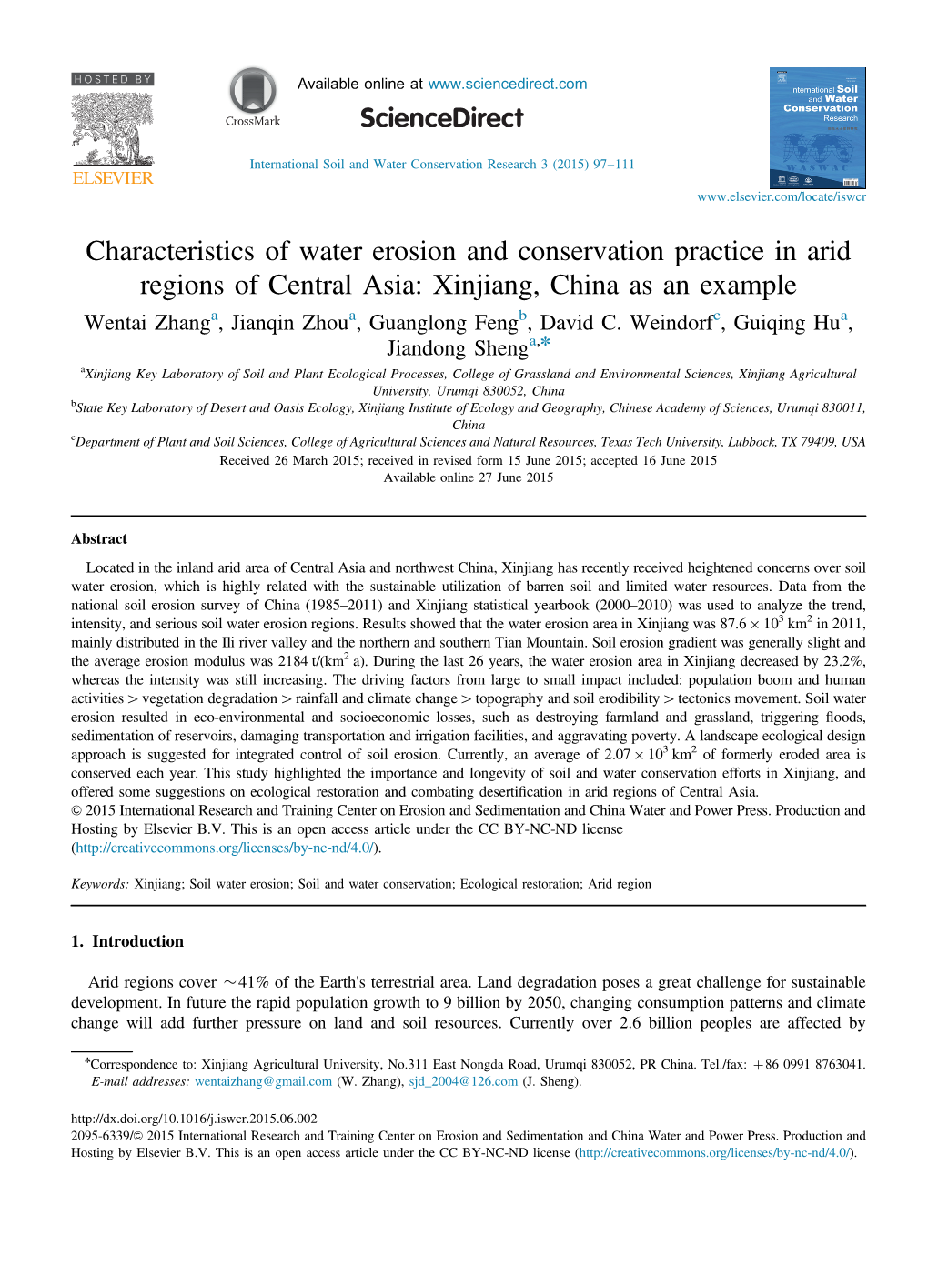 Characteristics of Water Erosion and Conservation Practice In