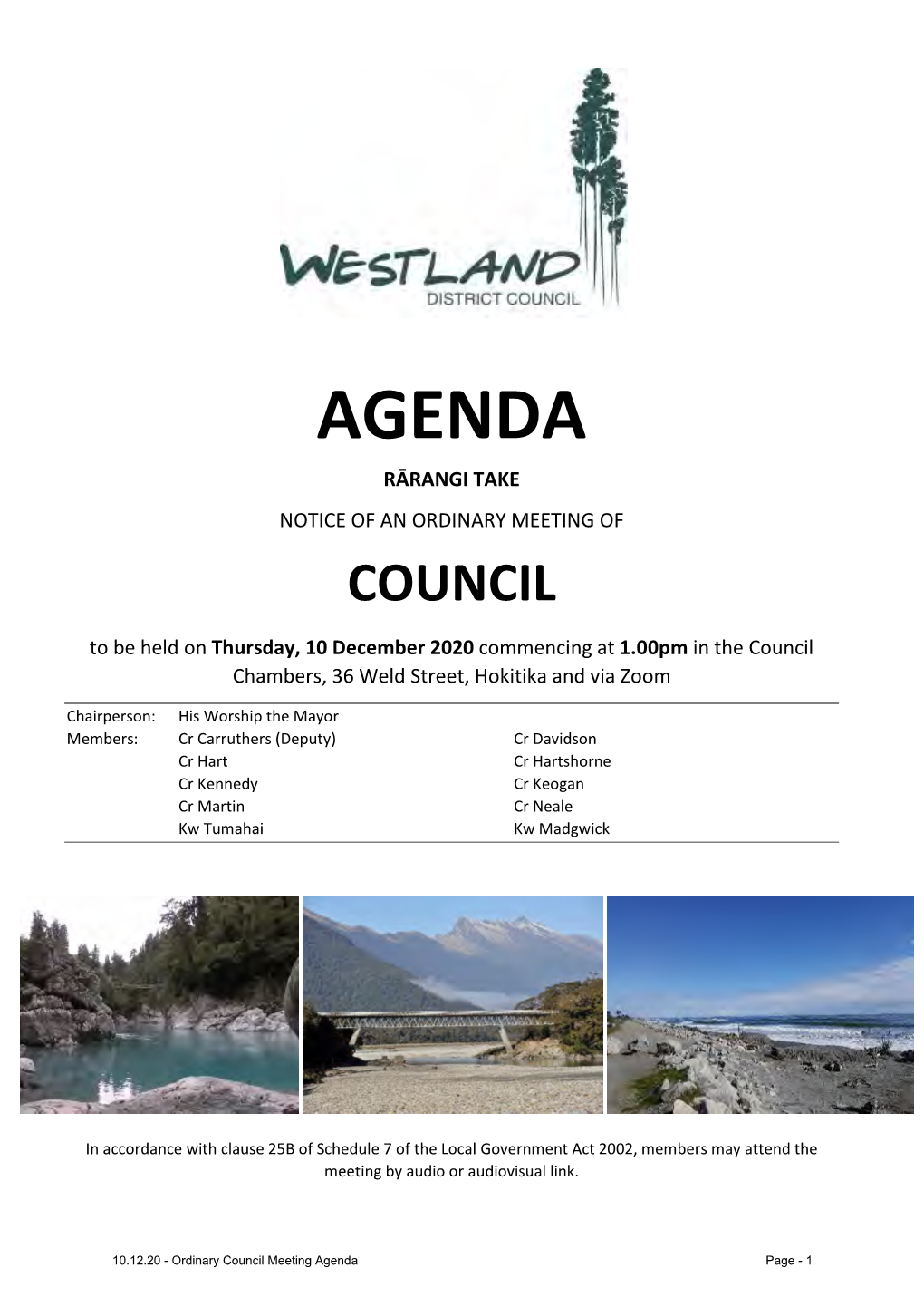 Council Meeting Agenda Page - 1 Council Vision