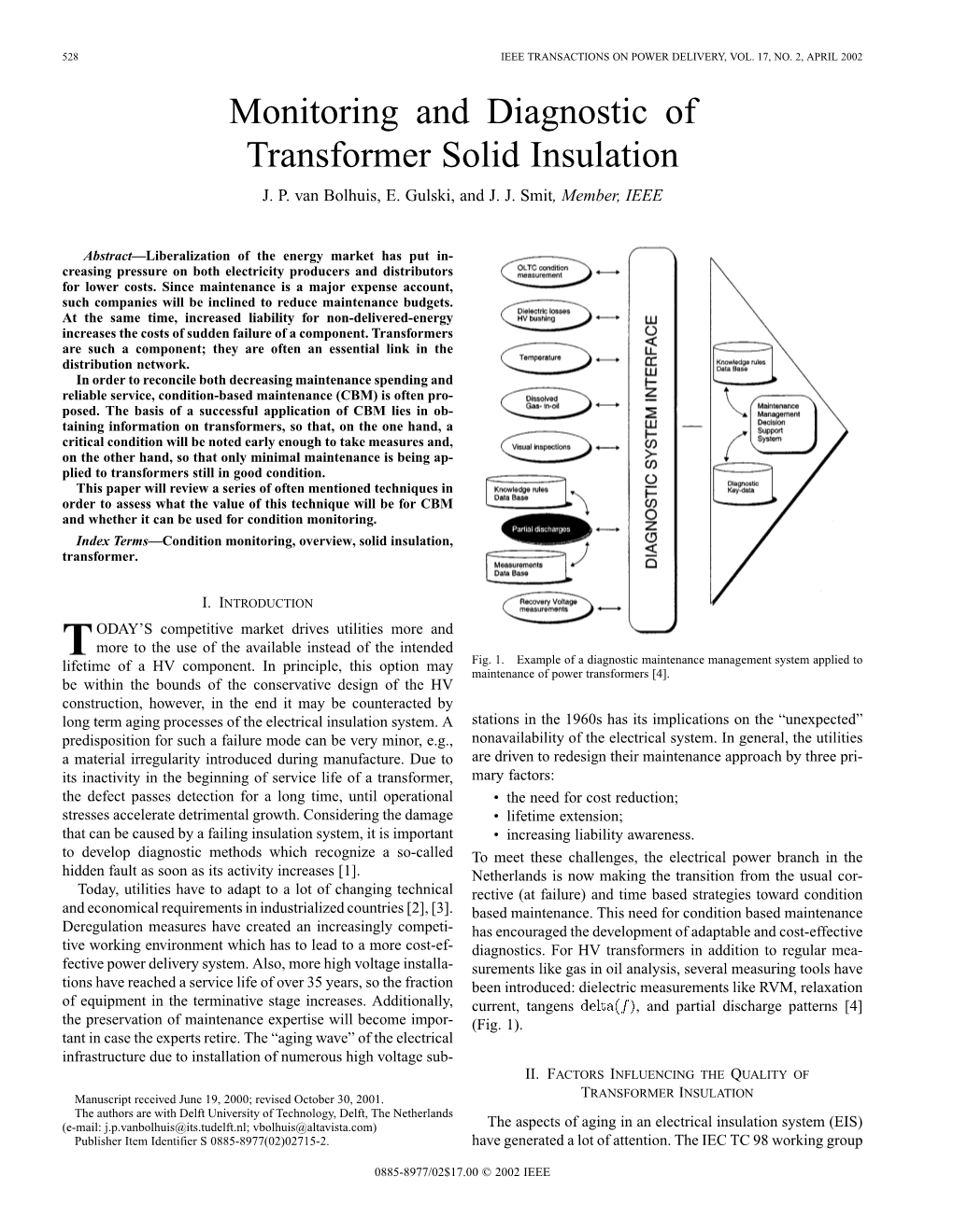 Monitoring and Diagnostic of Transformer Solid Insulation J