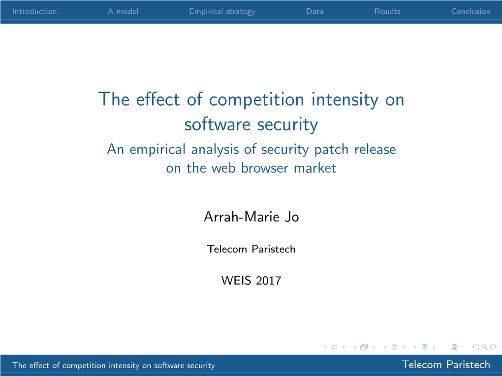 The Effect of Competition Intensity on Software Security