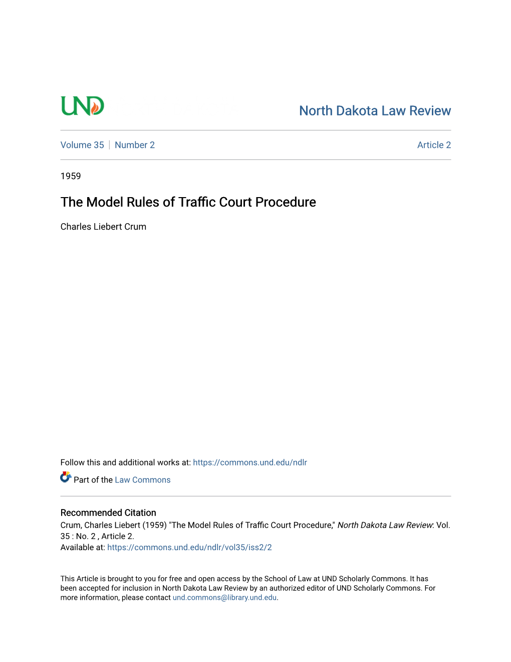 The Model Rules of Traffic Court Procedure