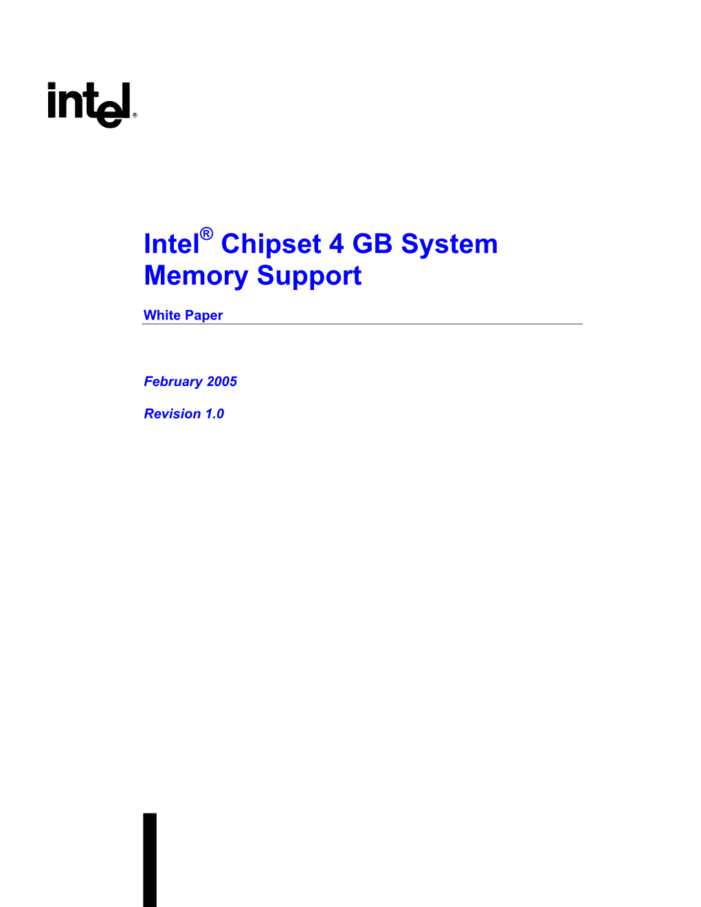 Intel(R) Chipset 4 GB System Memory Support White Paper