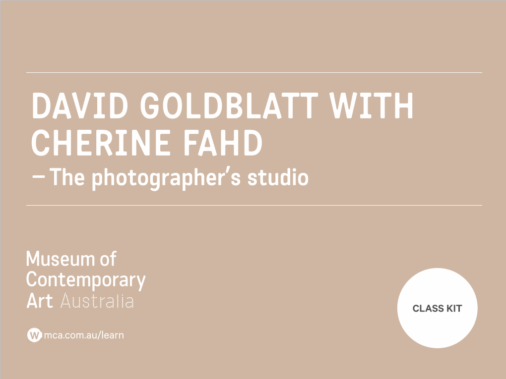 DAVID GOLDBLATT with CHERINE FAHD – the Photographer’S Studio