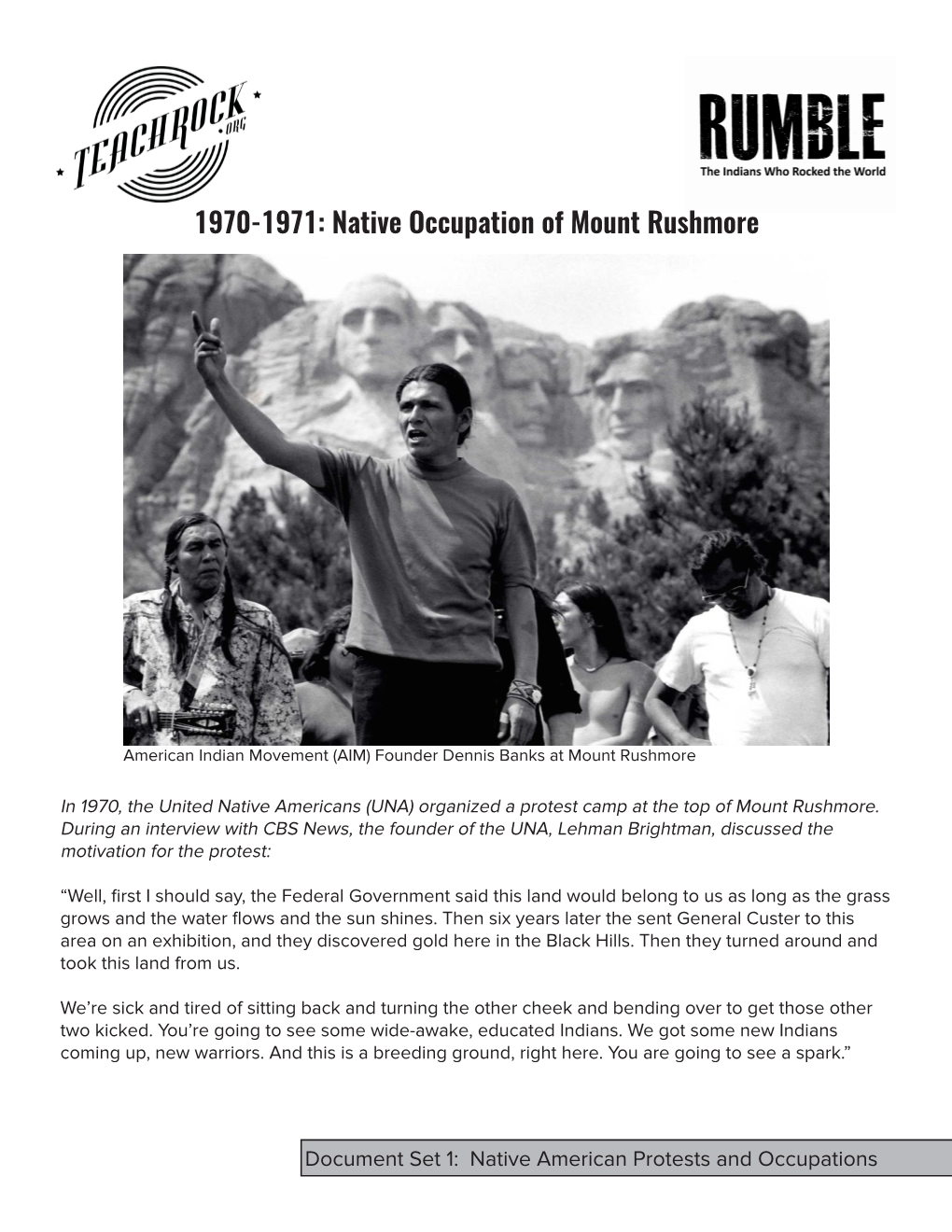 1970-1971: Native Occupation of Mount Rushmore