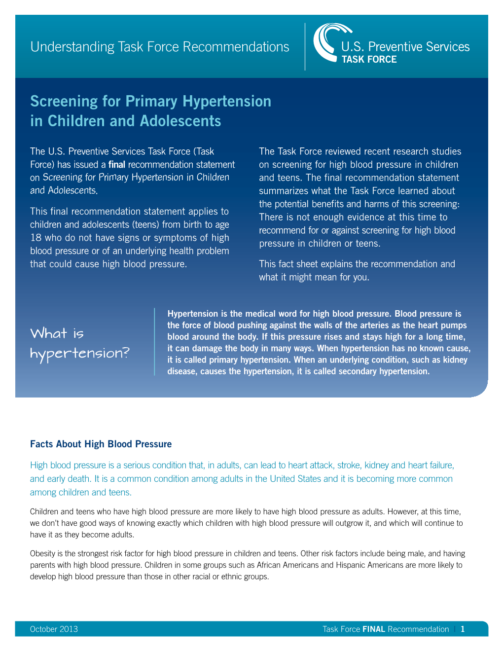 Screening for Hypertension in Children and Adolescents