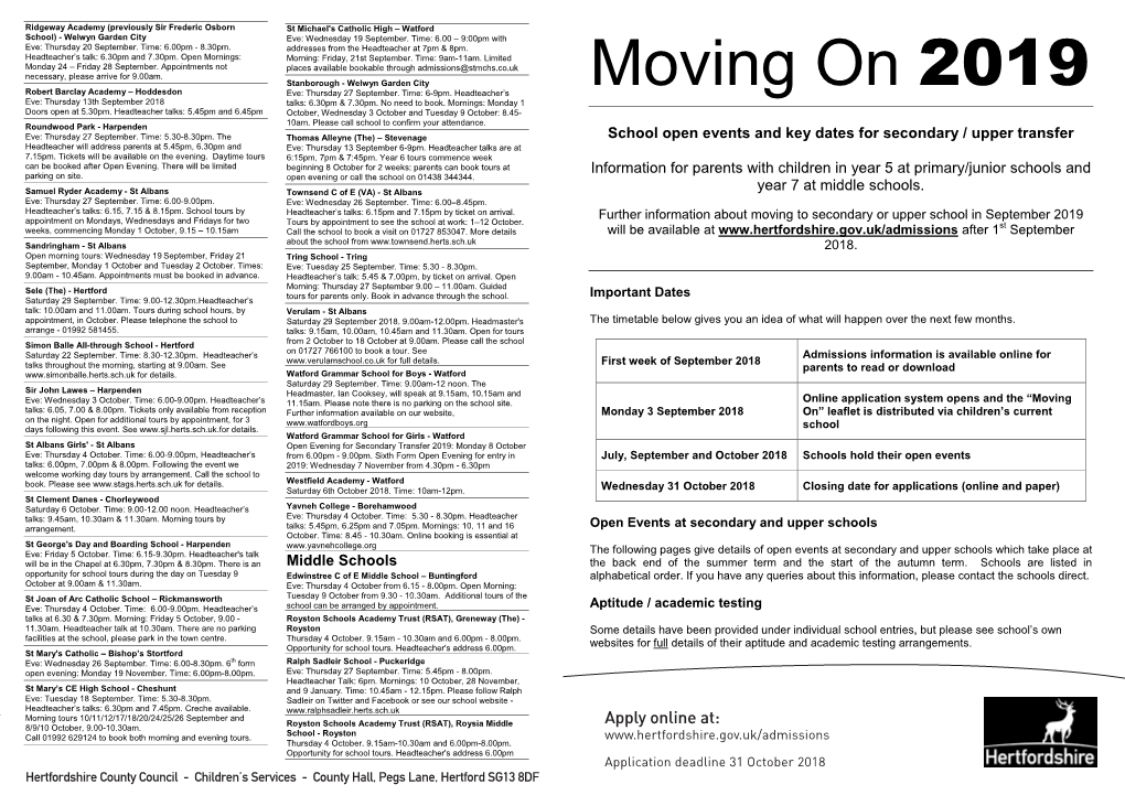 Moving on Open Events 2019