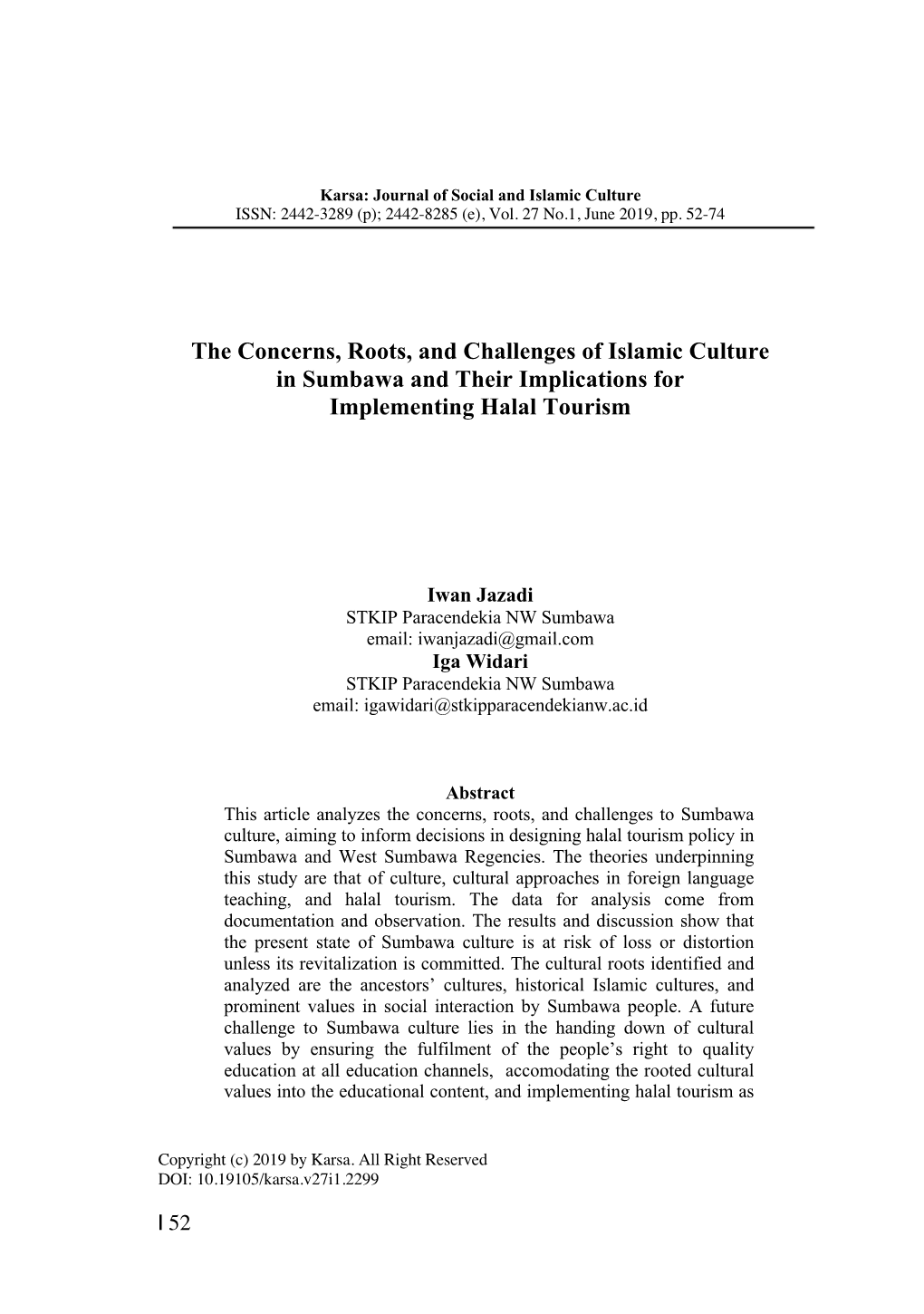 The Concerns, Roots, and Challenges of Islamic Culture in Sumbawa and Their Implications for Implementing Halal Tourism