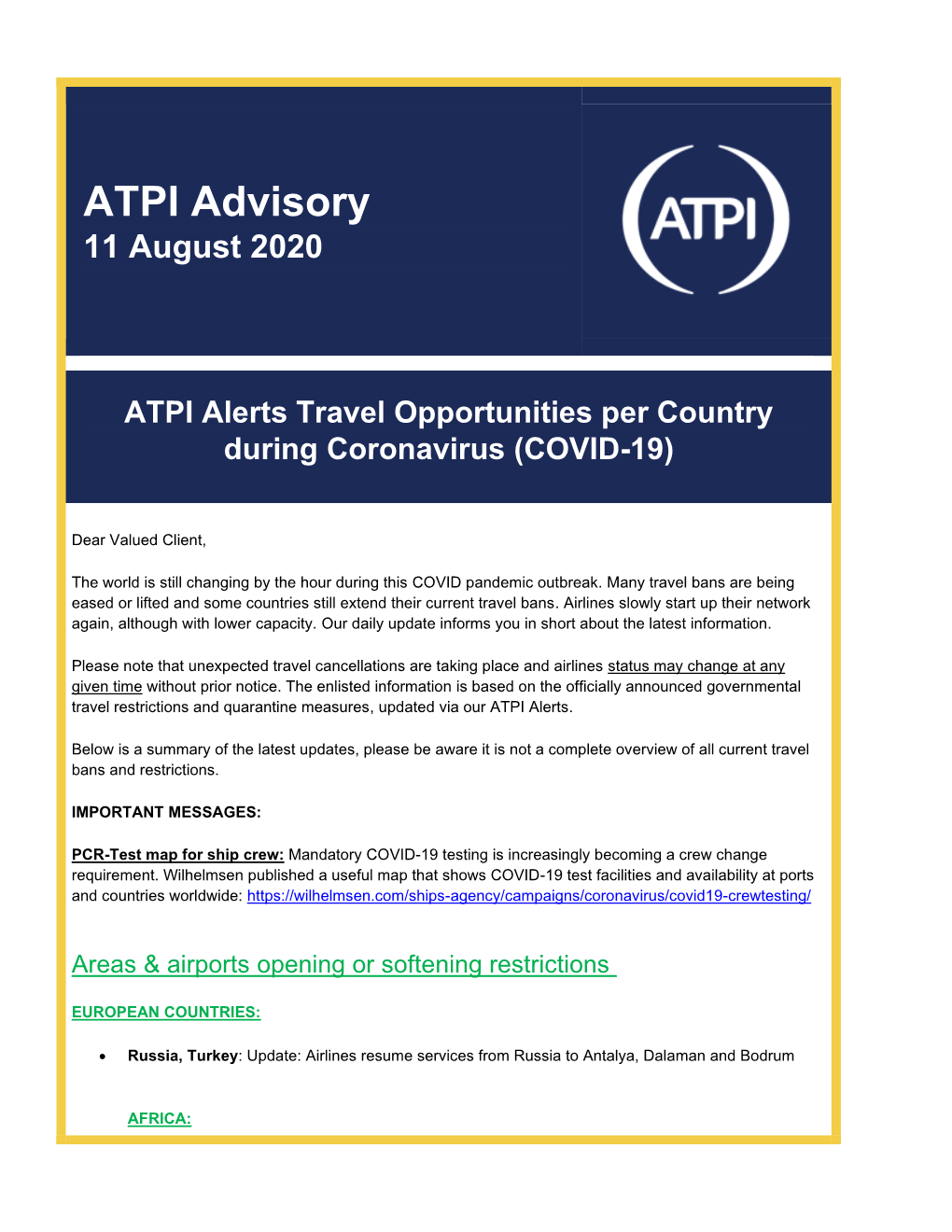 ATPI Advisory