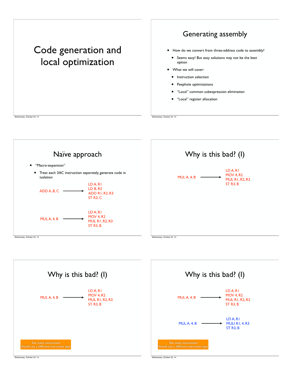 Code Generation and Local Optimization