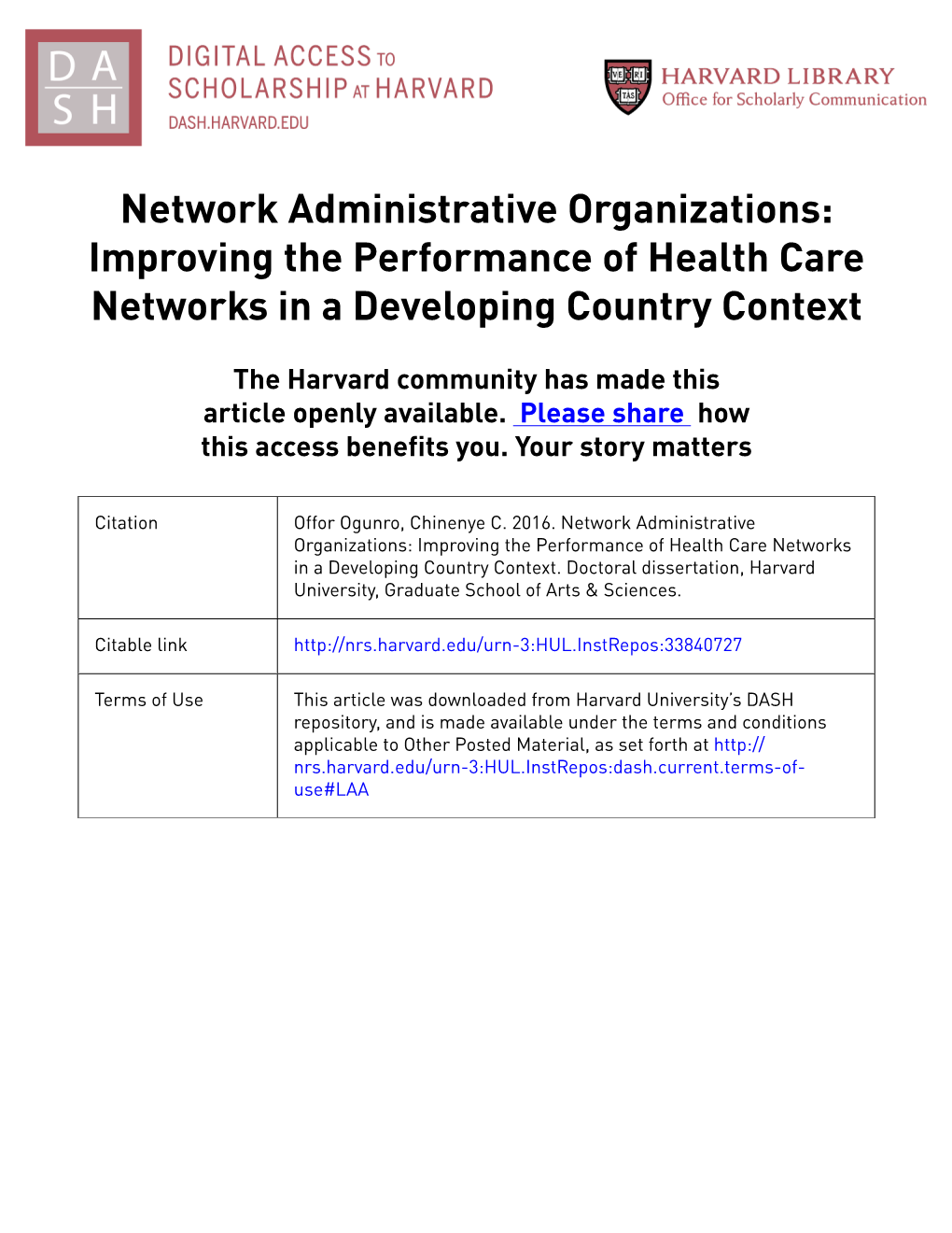 Improving the Performance of Health Care Networks in a Developing Country Context