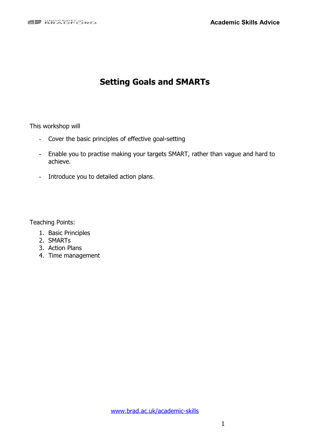 Setting Goals and Smarts