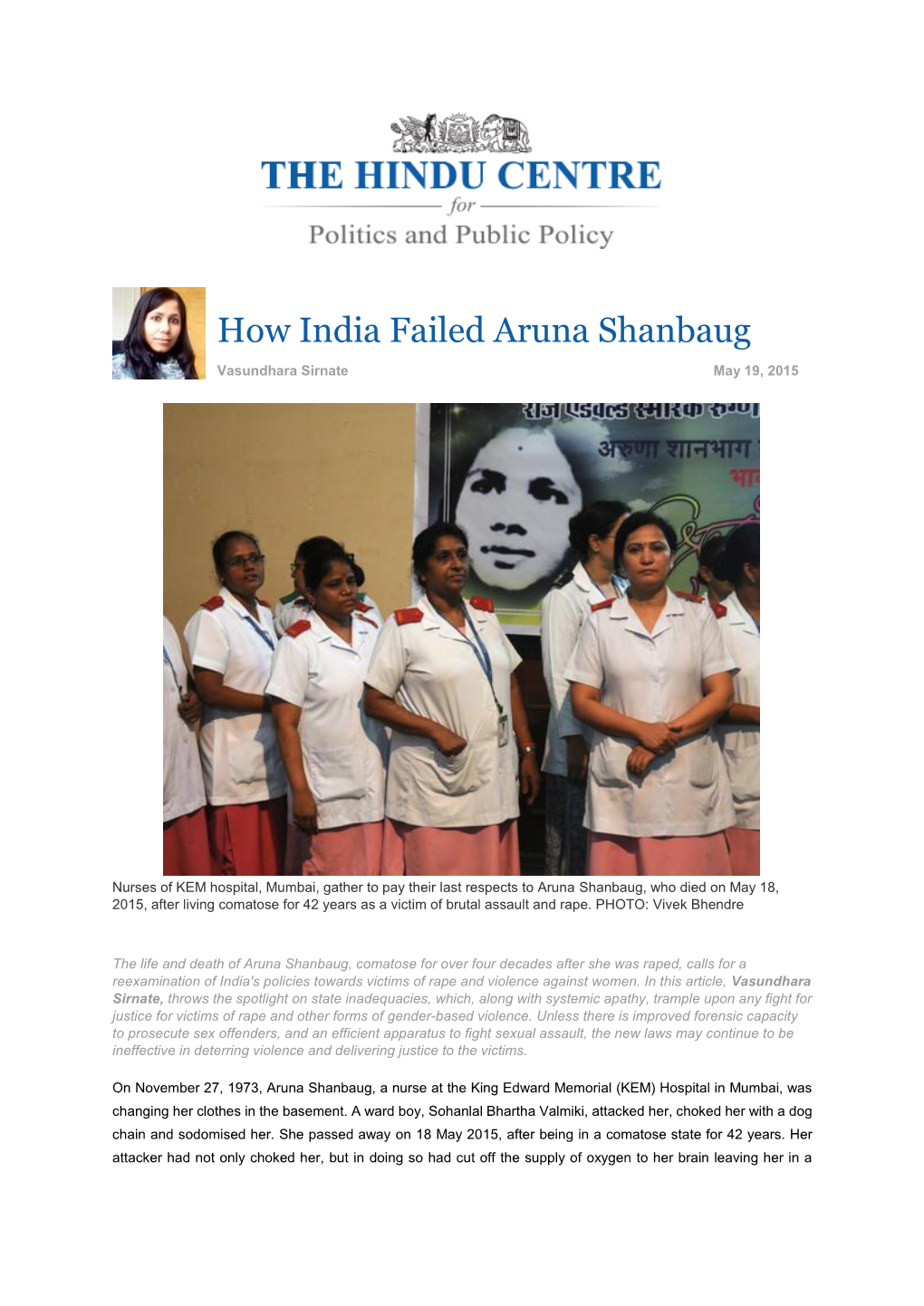 How India Failed Aruna Shanbaug