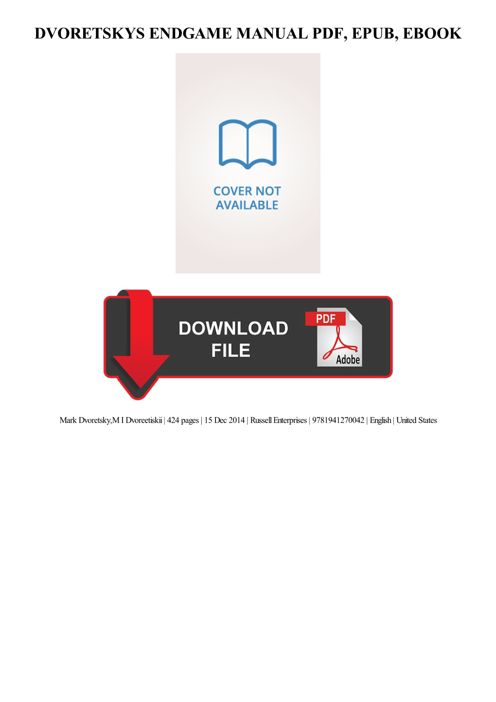 Dvoretskys Endgame Manual Ebook Free Download