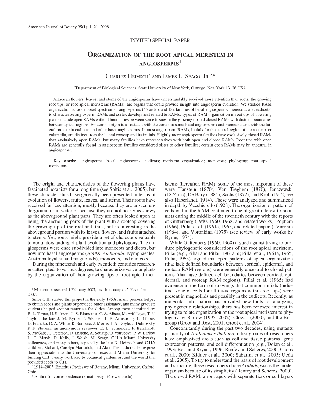 Organization of the Root Apical Meristem in Angiosperms